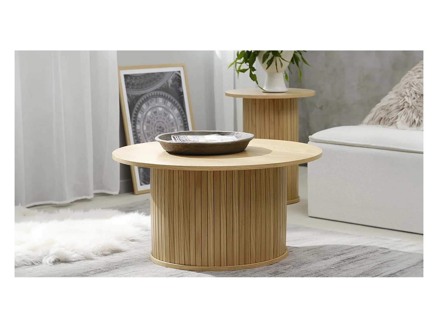 Table basse bois naturel alba 90x90cm