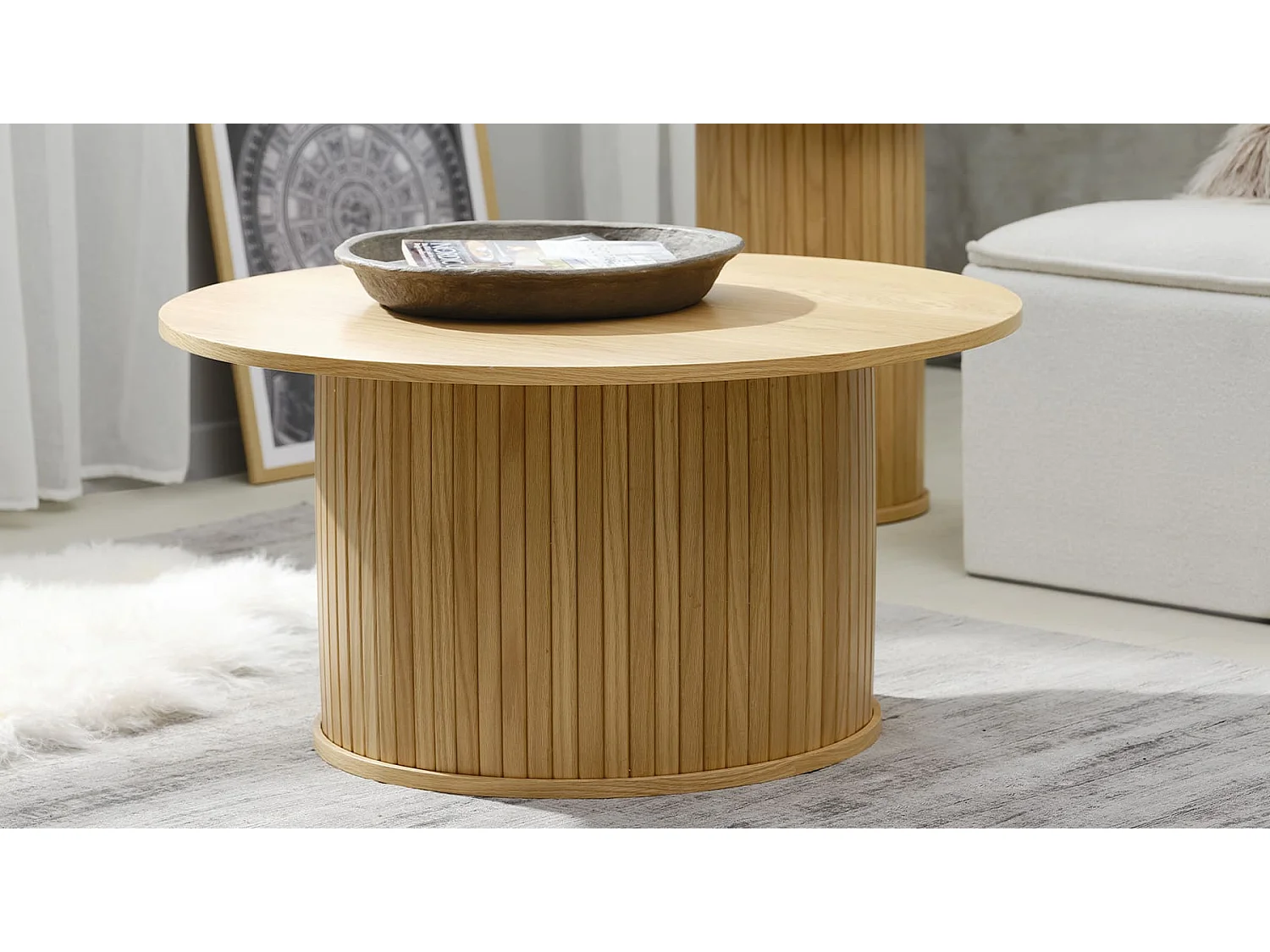 Table basse bois naturel alba 90x90 cm