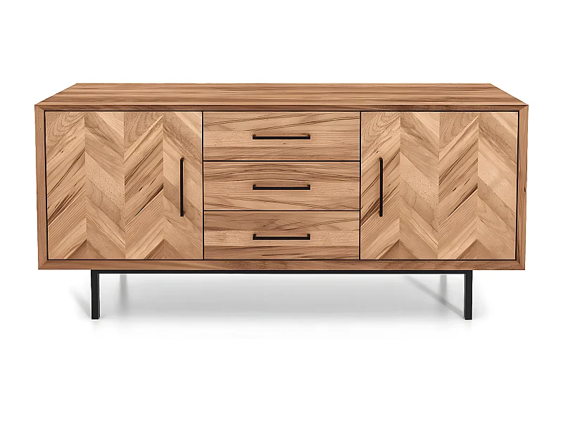 Meuble bas bois hêtre 2 portes paola 144x45cm