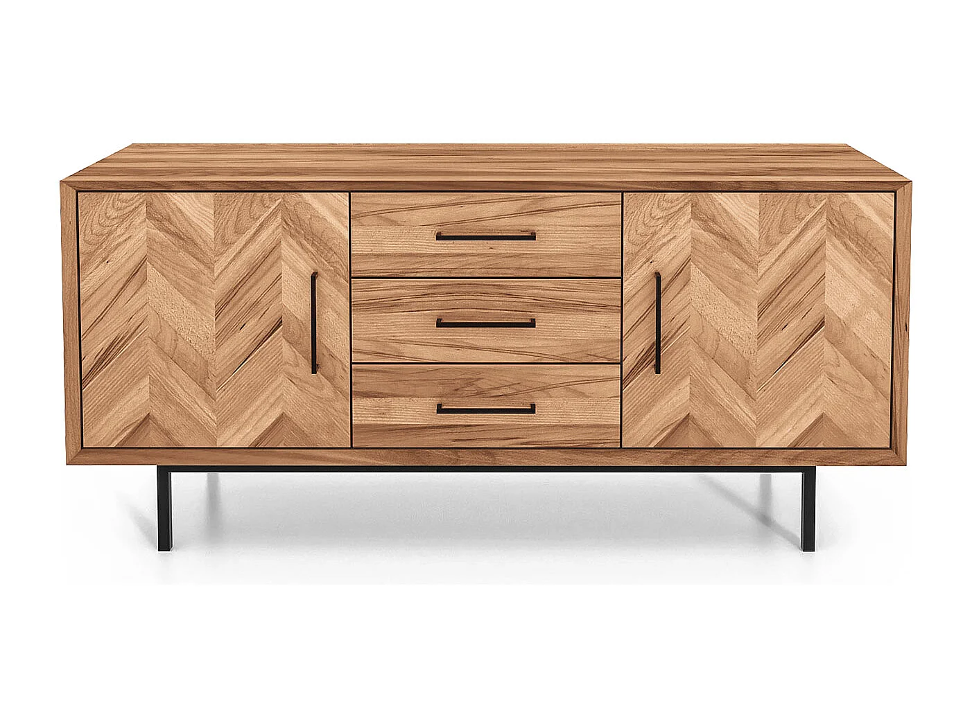 Meuble bas bois hêtre 2 portes paola 144x45 cm