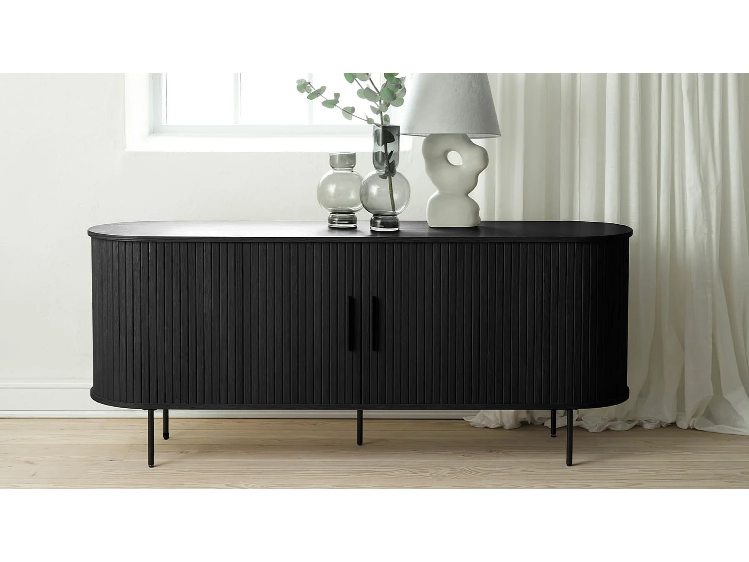 Buffet bois noir alba 180x45 cm
