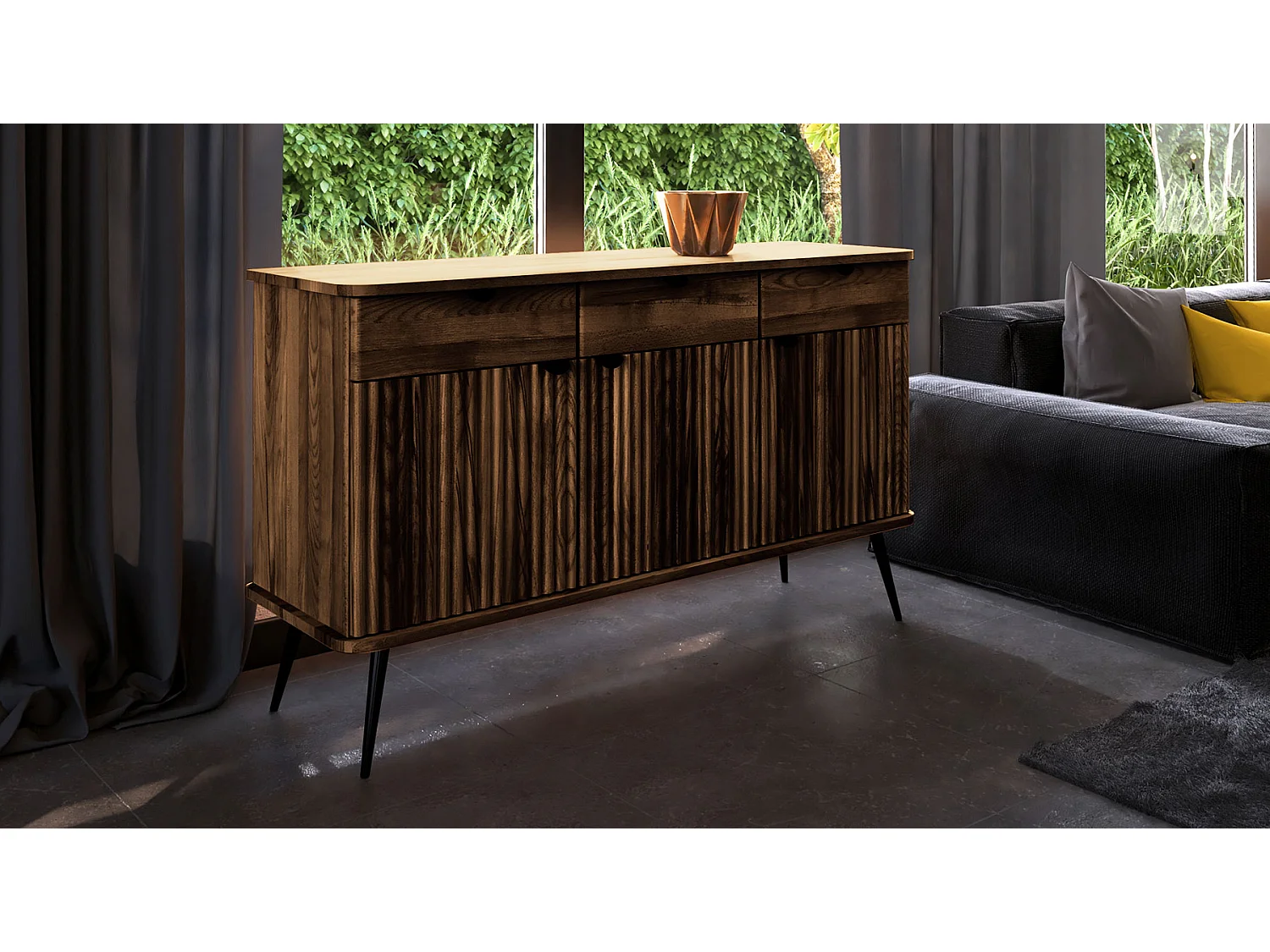 Buffet bois hêtre 2 portes amalfi  97x46cm