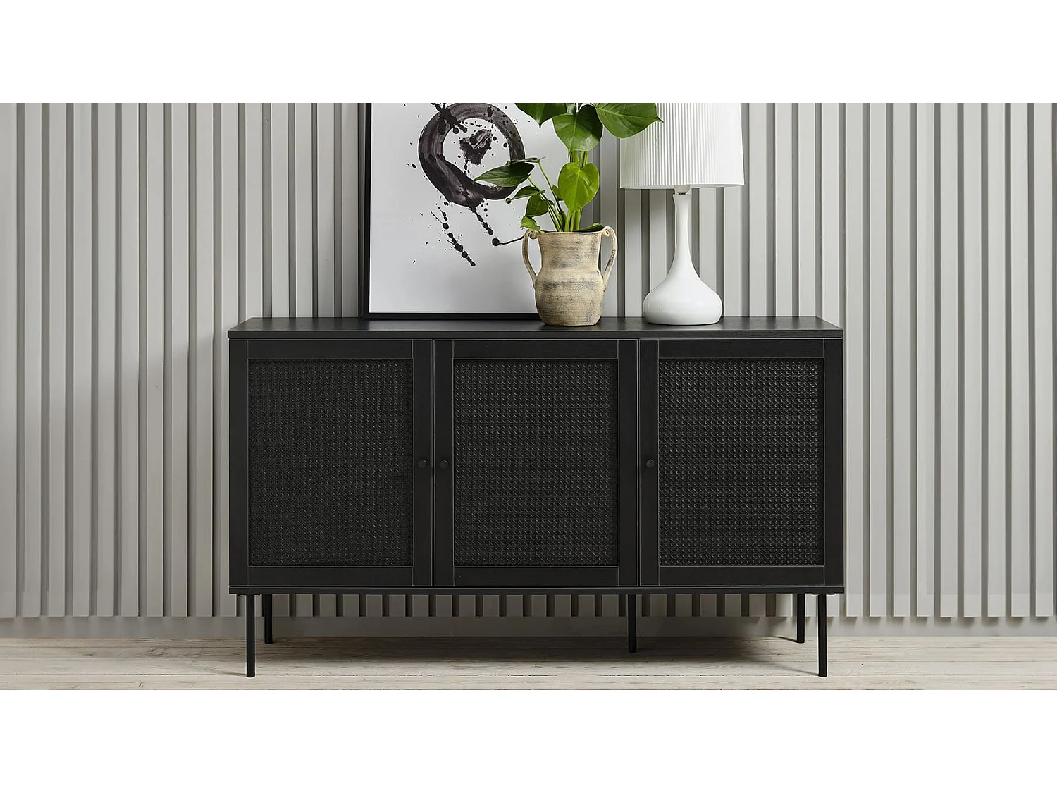 Buffet bois et cannage manarola 140x40 cm