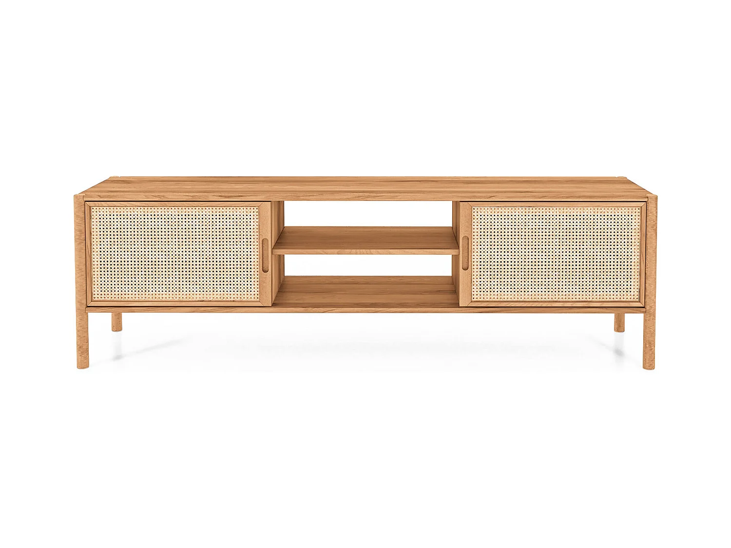 Meuble de télévision hêtre et canage sogno  204x46cm