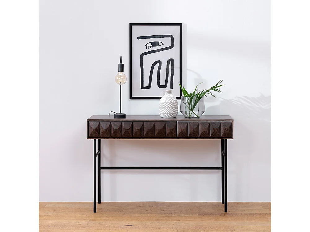 Meuble tv bois et cannage manarola 110x42cm