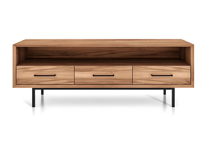 Meuble tv bois hêtre 3 tiroirs paola  144x45cm