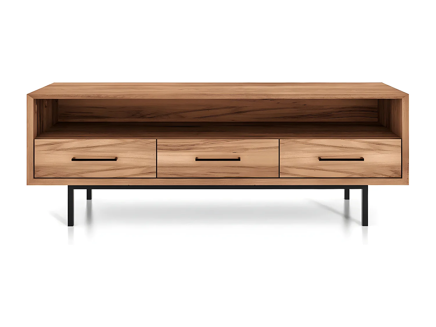 Meuble tv bois hêtre 3 tiroirs paola  144x45cm