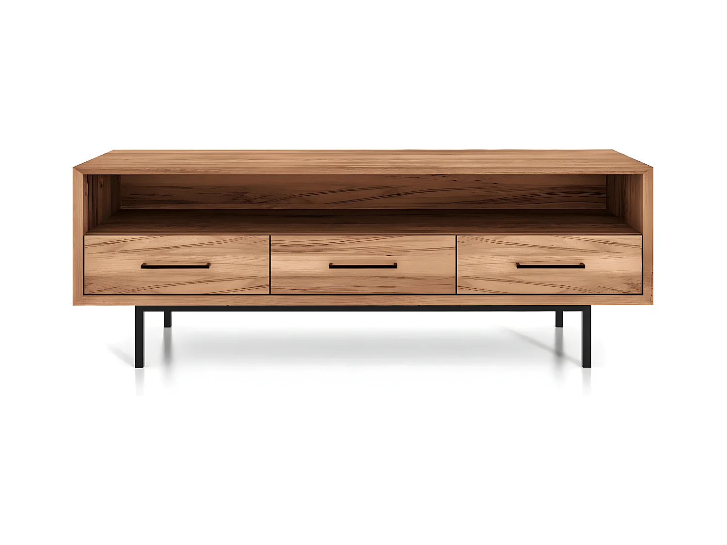 Meuble tv bois hêtre 3 tiroirs paola  144x45cm