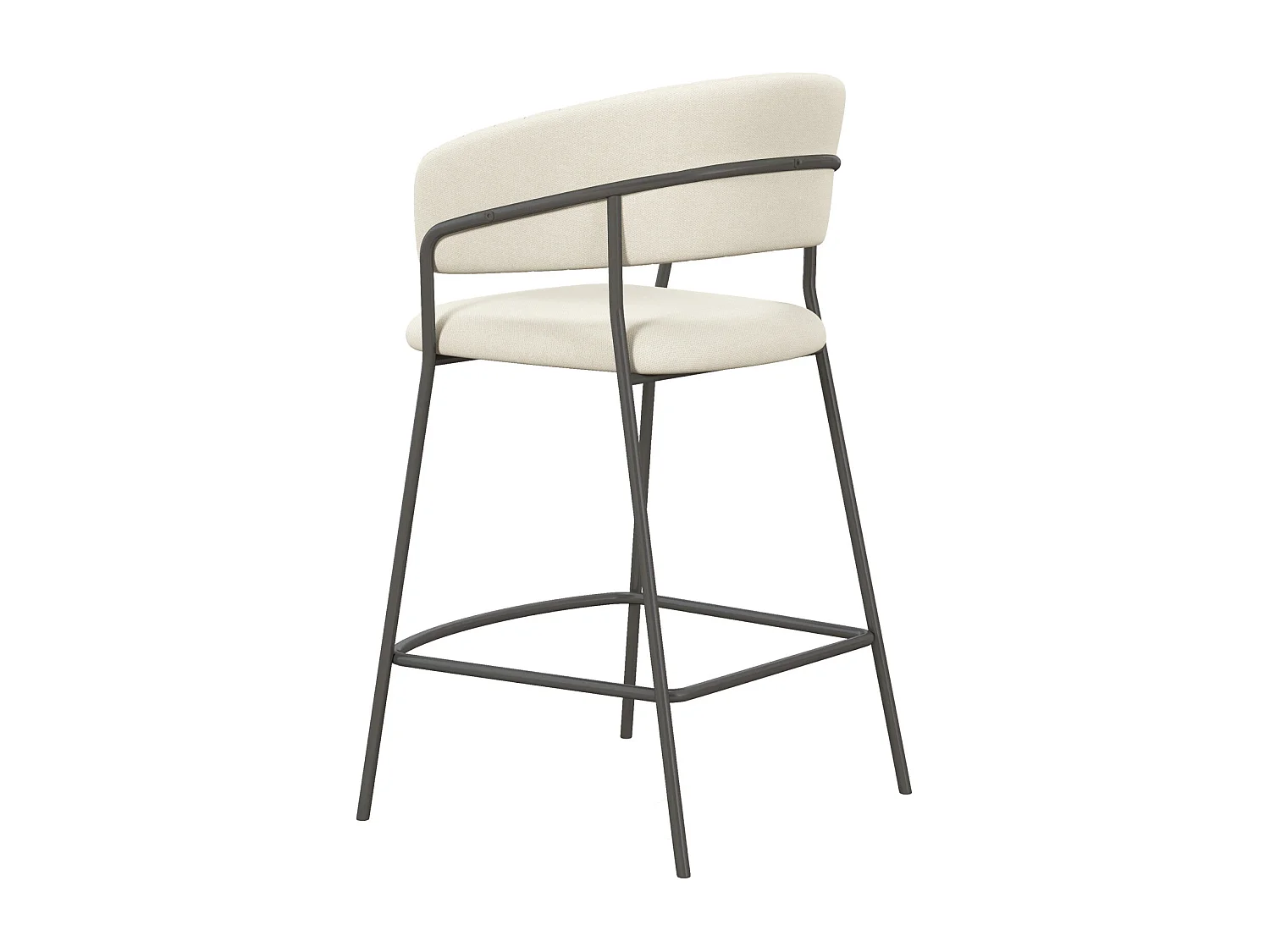 LUCA-Sedia da bar in tessuto crema e metallo nero (x2)