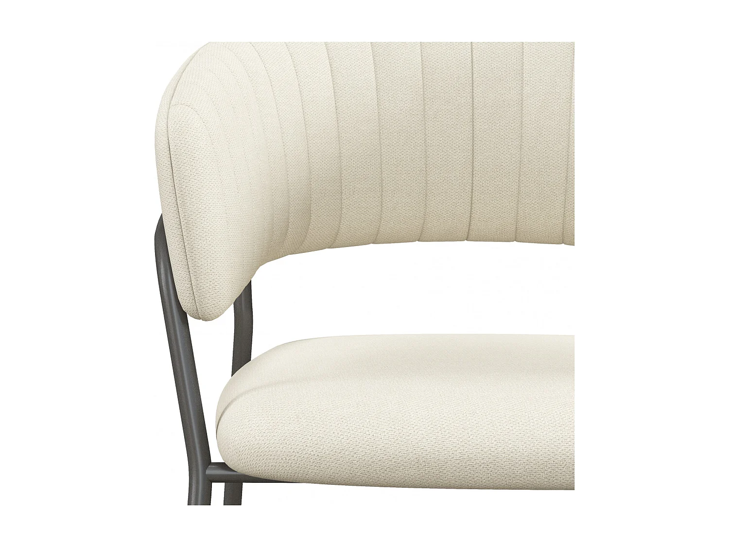 LUCA-Sedia da bar in tessuto crema e metallo nero (x2)