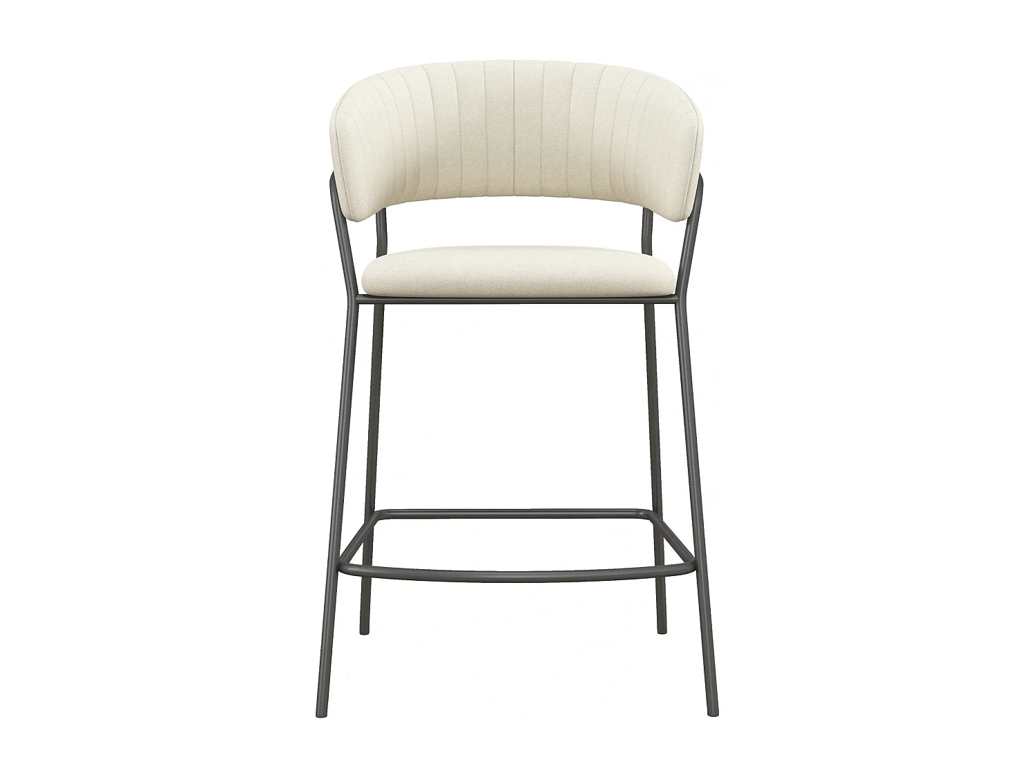 LUCA-Sedia da bar in tessuto crema e metallo nero (x2)