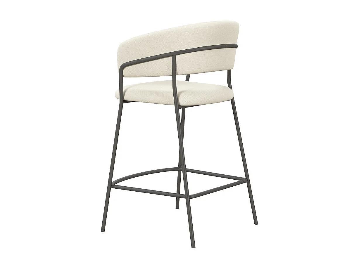 LUCA-Sedia da bar in tessuto crema e metallo nero (x2)