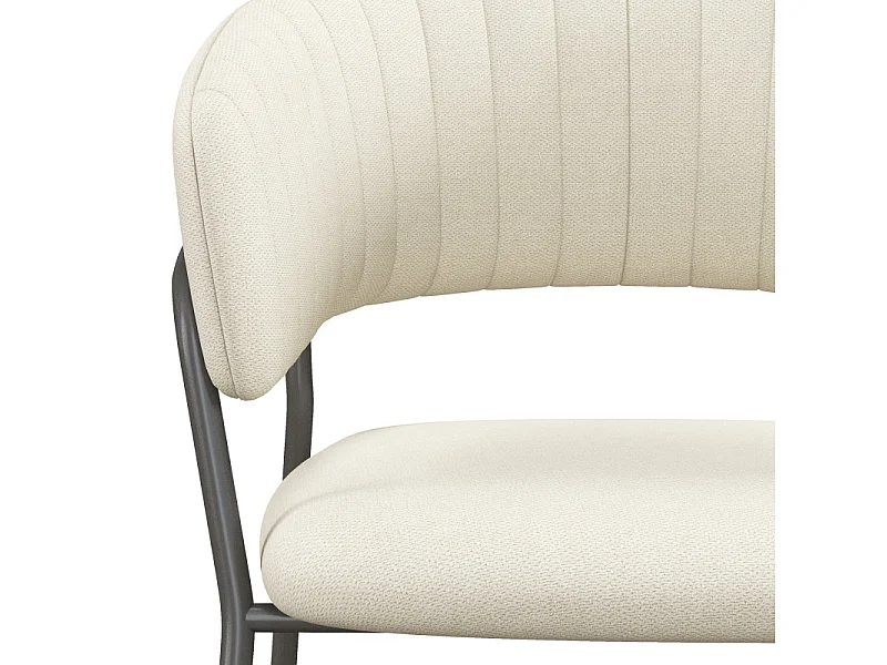 LUCA-Sedia da bar in tessuto crema e metallo nero (x2)