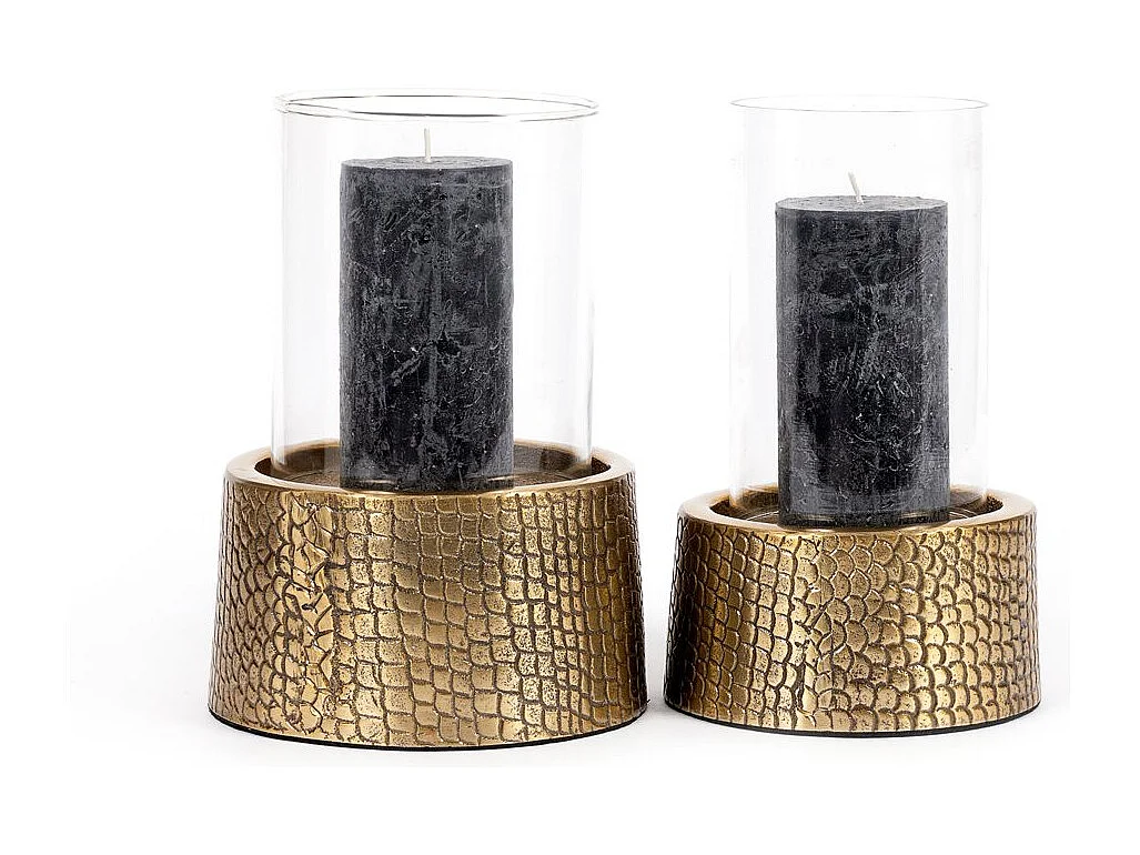 Le Bougeoir Croco Avec Verre - Laiton - L