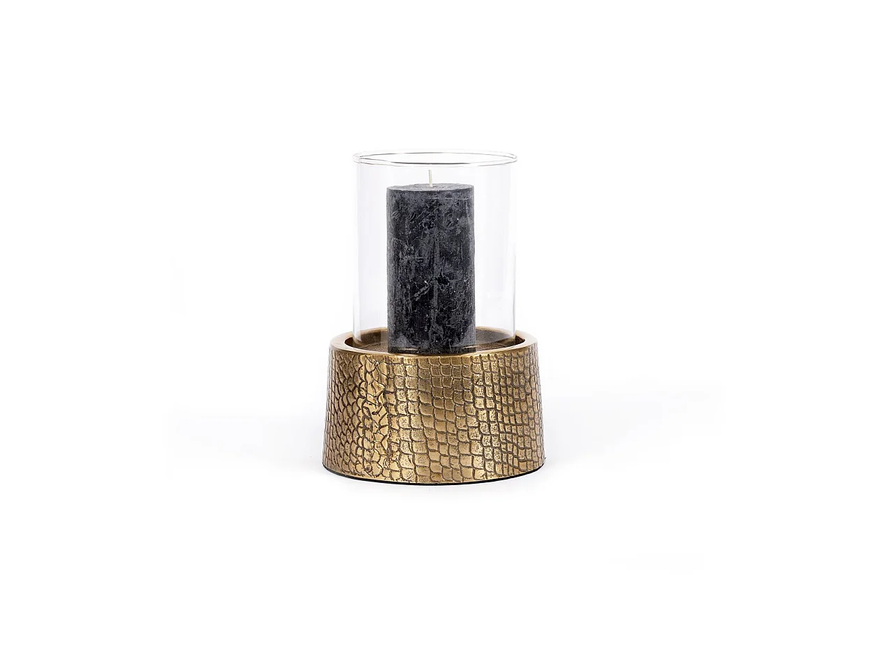 Der Croco Kerzenhalter Mit Glas - Messing - L