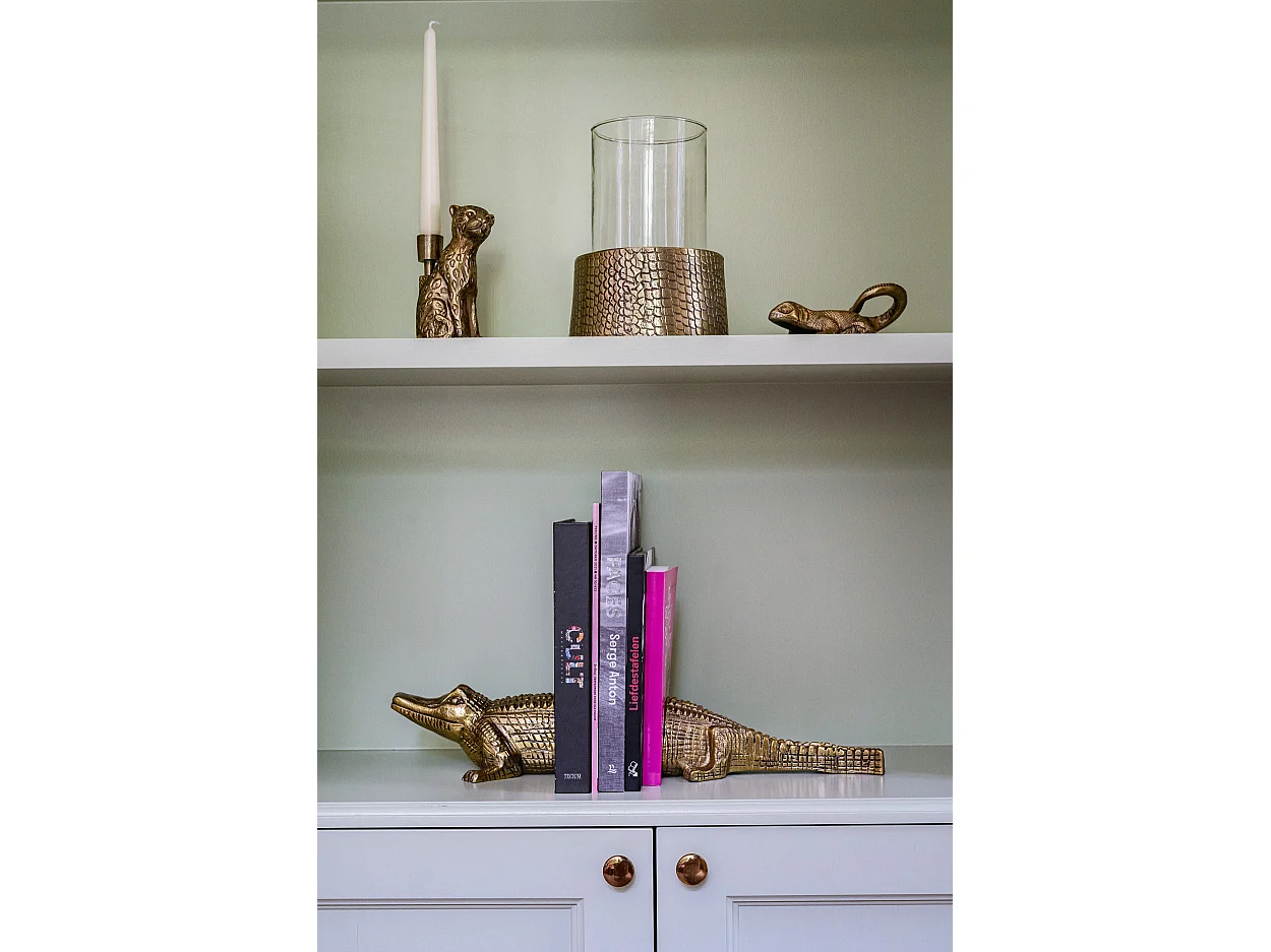 The Croco Candle Holder with Glass - Brass - L