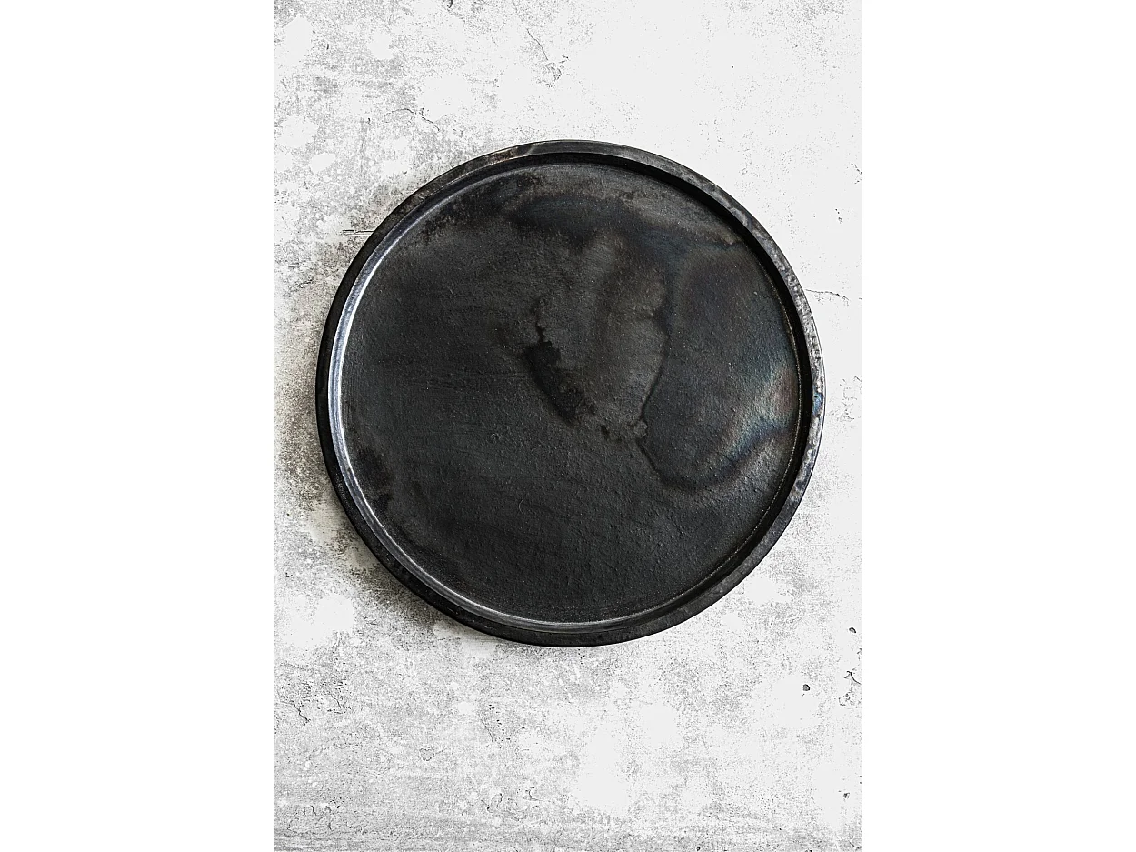 Der Gebrannte Terrakotta-Teller - Schwarz - S