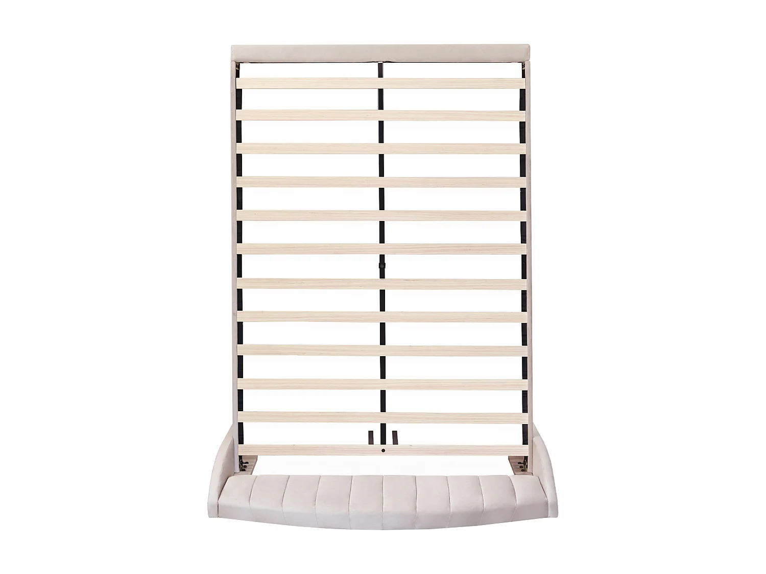 Lit double 140x190cm, lit adulte capitonné avec sommier à lattes en bois et tête de lit, lit ado, lit enfant - en velours beige
