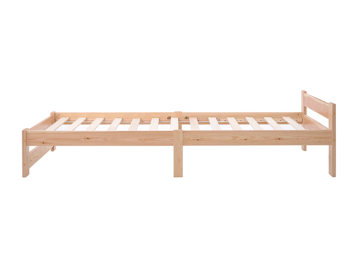 Volwassen bed 90 x 200 cm - massief houten bedframe, tweepersoonsbed met lattenbodem en hoofdbord, geschikt voor volwassenen, tieners, kinderen - Natuurlijk
