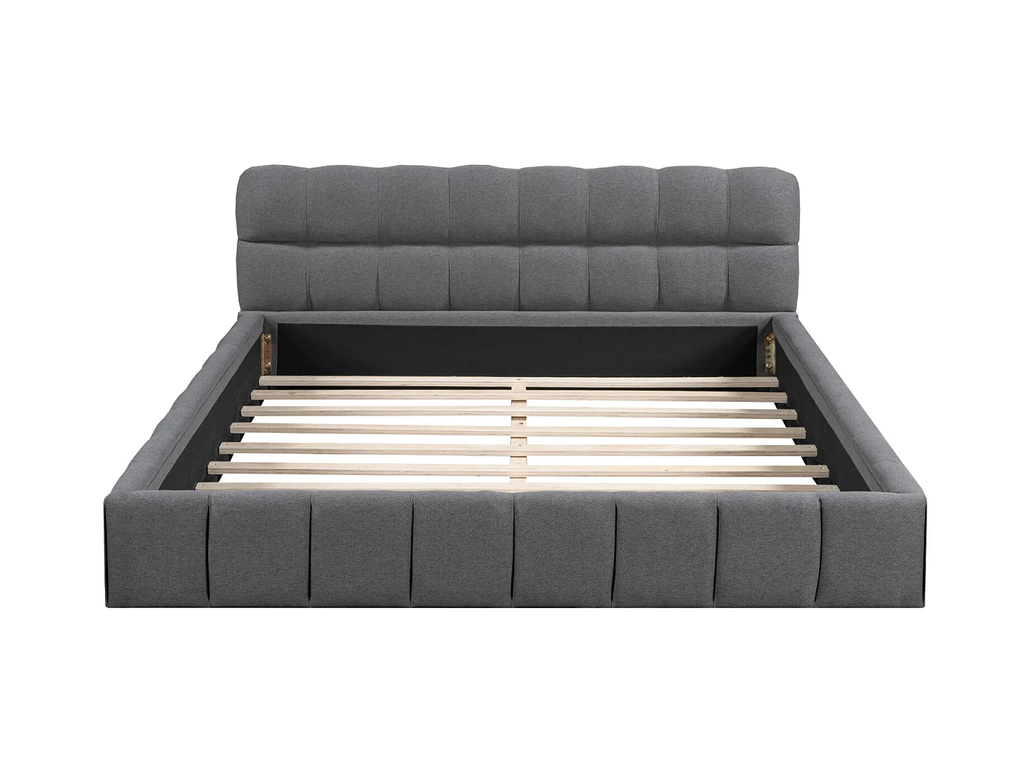 Letto per adulti 140x190cm, letto matrimoniale in lino con schienale morbido, Letto piano con struttura imbottita, rete a doghe, testiera, grigio