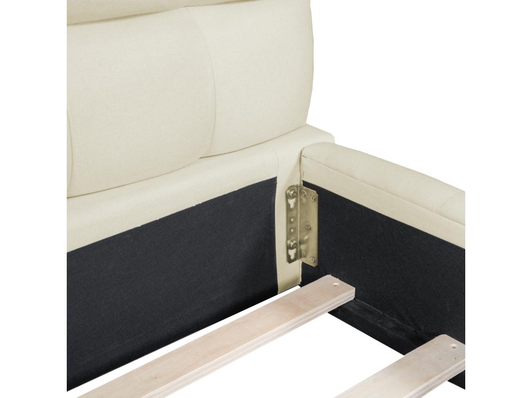 Cama para adultos 140x190cm, cama doble de lino con respaldo suave, cama plana con estructura acolchada, somier de láminas, cabecero, beige (Preventa)