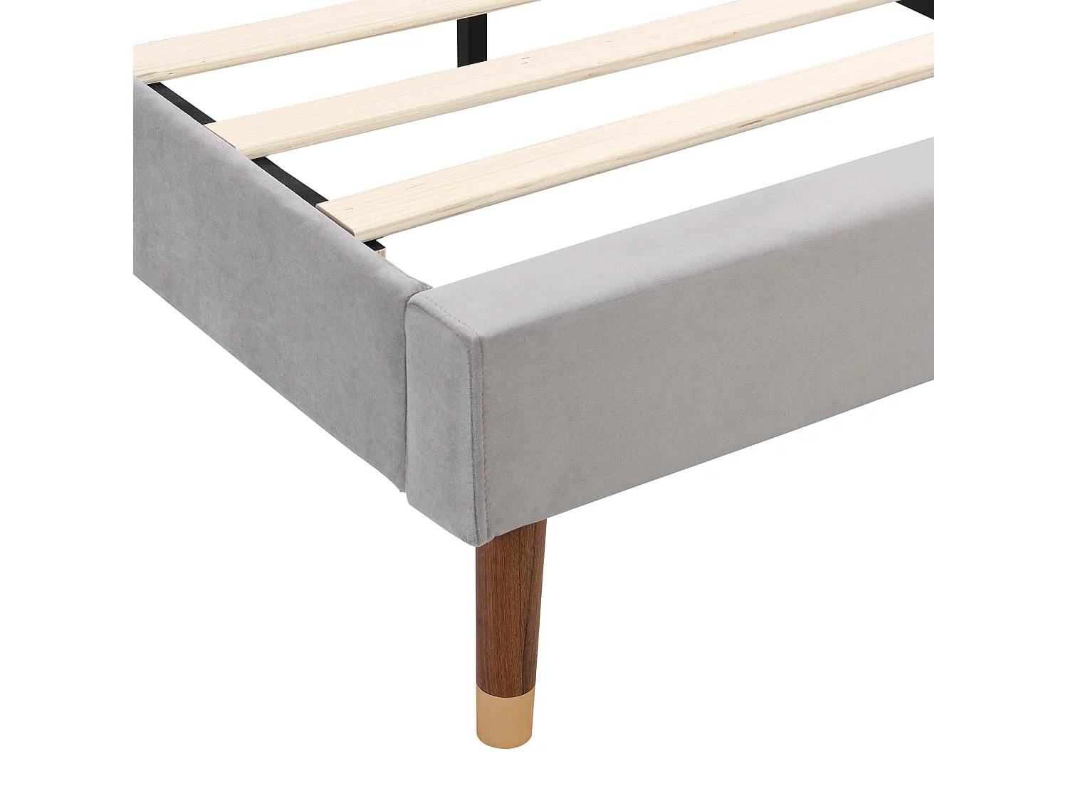 Tweepersoonsbed 140x200cm, gestoffeerd volwassen bed met houten lattenbodem en hoofdbord, tienerbed, kinderbed - in grijs fluweel