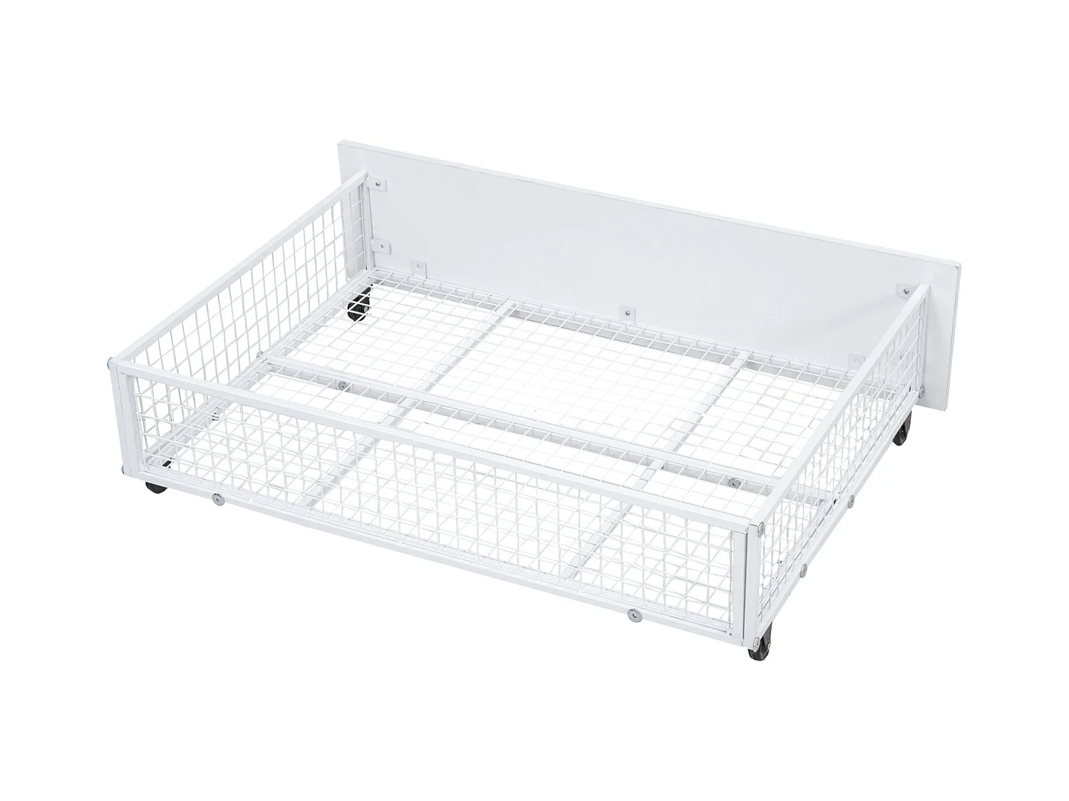 Lit superposé triple, cadre de lit métallique, 140x200cm et 2 lit 90x200cm, avec échelle et 2 tiroirs, sommier inclus, blanc