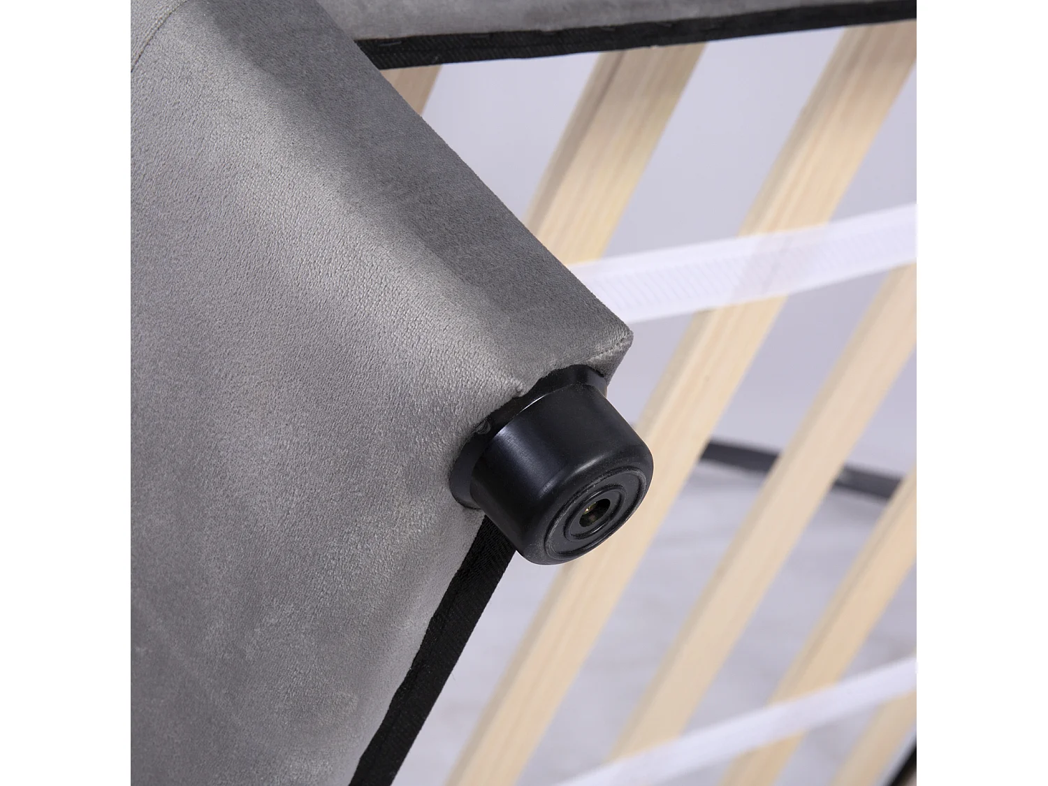 Letto imbottito 90 x 200 cm - con 2 cassetti, rete a doghe e testiera sollevabile, tessuto in velluto, stile scandinavo - Grigio