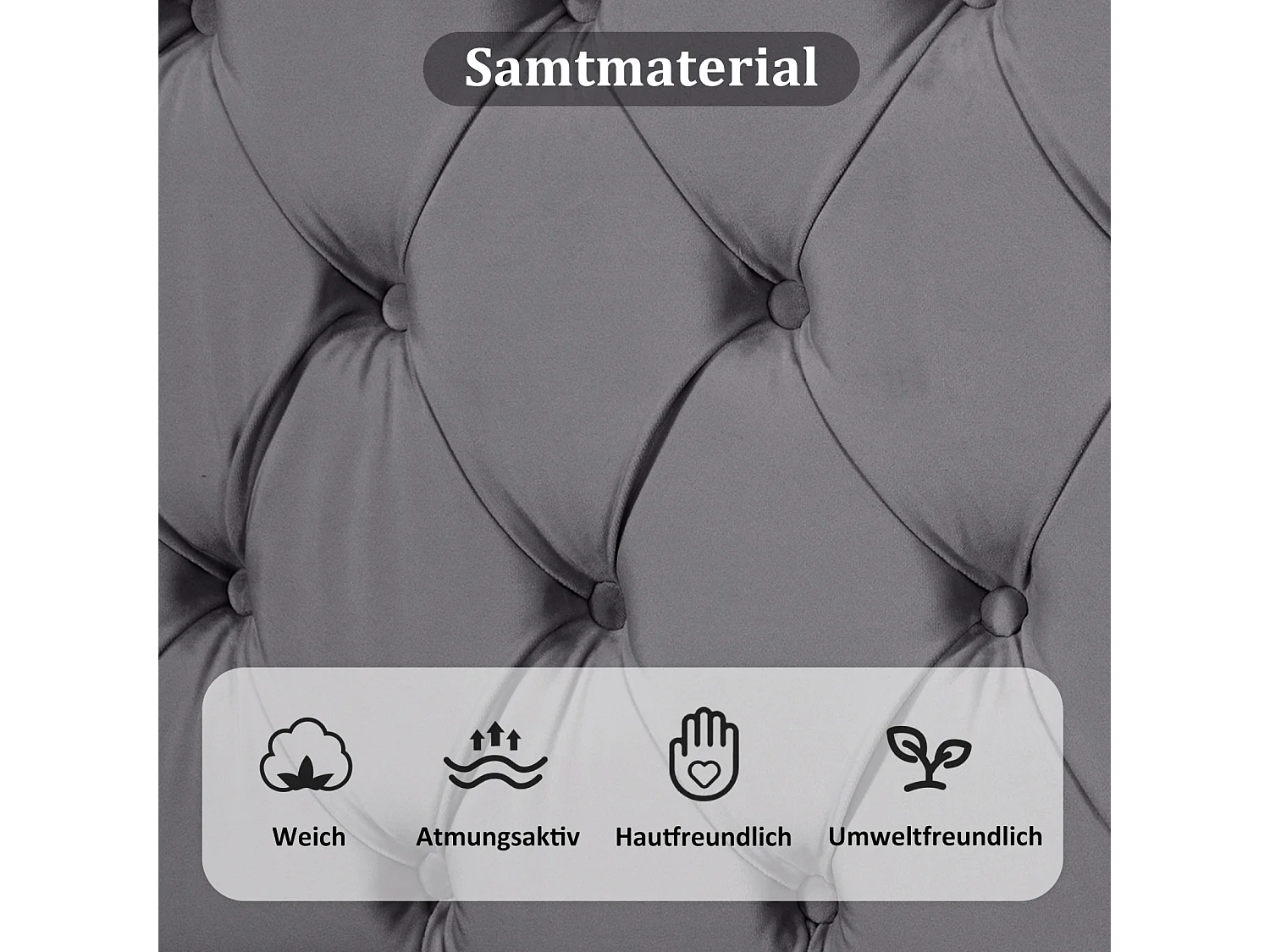 Einzelpolsterbett 90x200cm - Bett mit Holzlattenrost und verstellbarem Wolkenkopfteil für Teenager, Kind - graues Samtbett