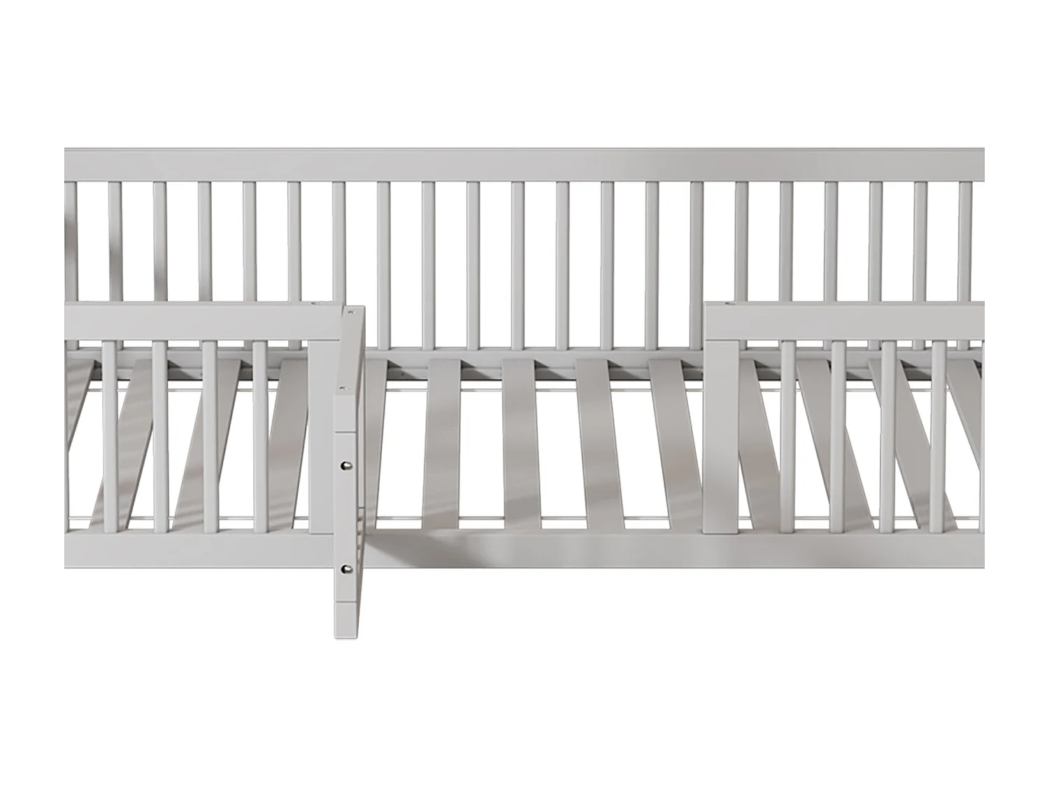 Lit cabane d'enfant 90x200cm, lit en bois massif, lit plat, avec sommier à lattes, barrière de lit avec porte, blanc