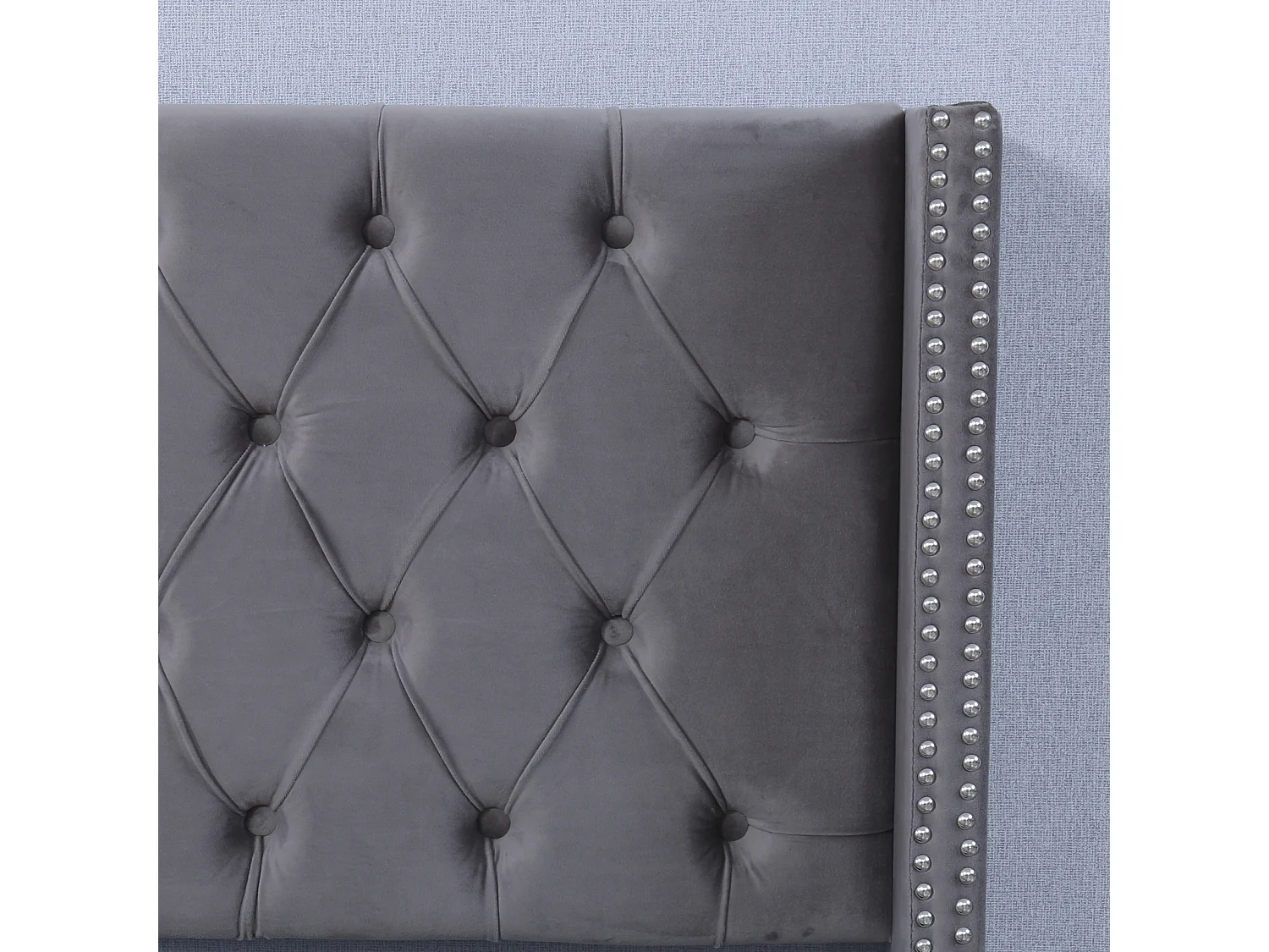 Stauraumbett 140x200cm, Doppelbett mit Lattenrost, Ohrenkopfteil, Samtpolsterbett, Grau