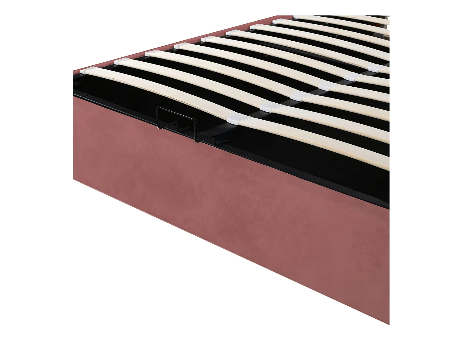 Opbergbed 140x200cm, met lattenbodem en bloemenhoofdbord, in hoogte verstelbaar, fluwelen stof, bonenrood