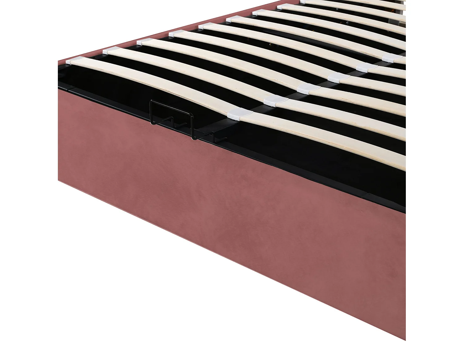 Cama de arrumação 140x200cm, com base de ripas e cabeceira floral, altura ajustável, tecido veludo, vermelho feijão