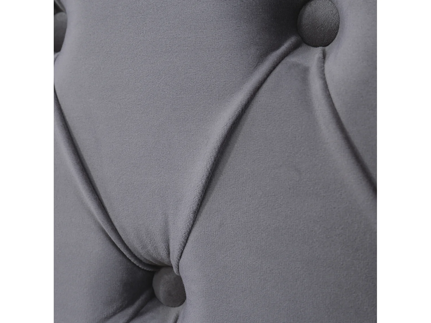 Lit coffre 140x190cm, lit double avec sommier à lattes tête de lit en forme d'oreille, lit capitonné velours, Gris