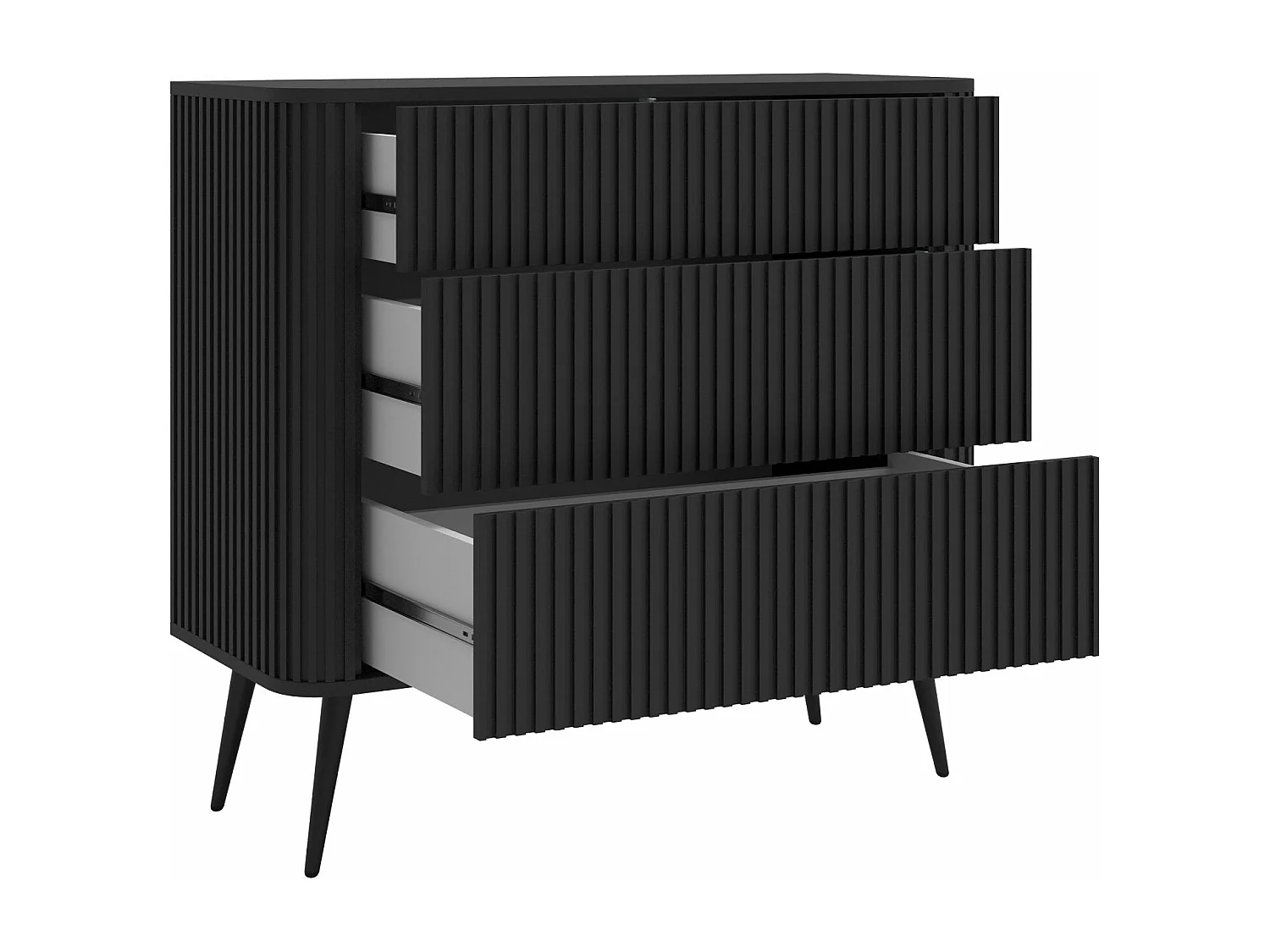 Commode - 93 cm - 3 tiroirs - noir - OVARLO
