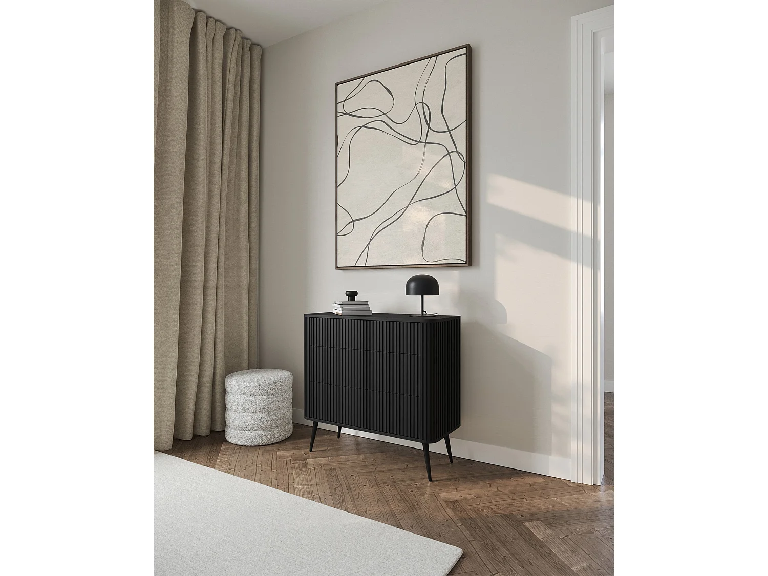 Commode - 93 cm - 3 tiroirs - noir - OVARLO