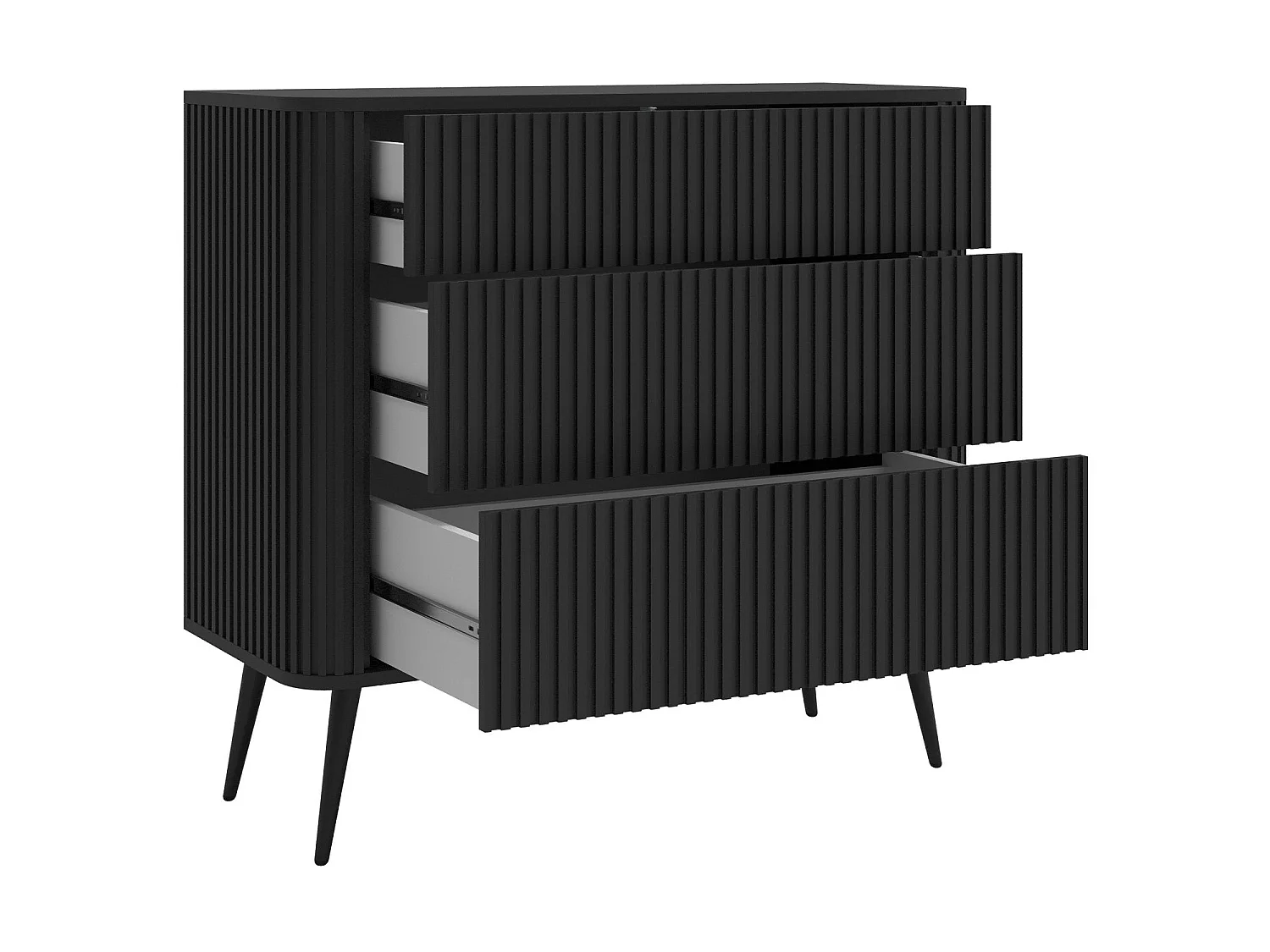 Ladekast - 93 cm - 3 lades - zwart - OVARLO
