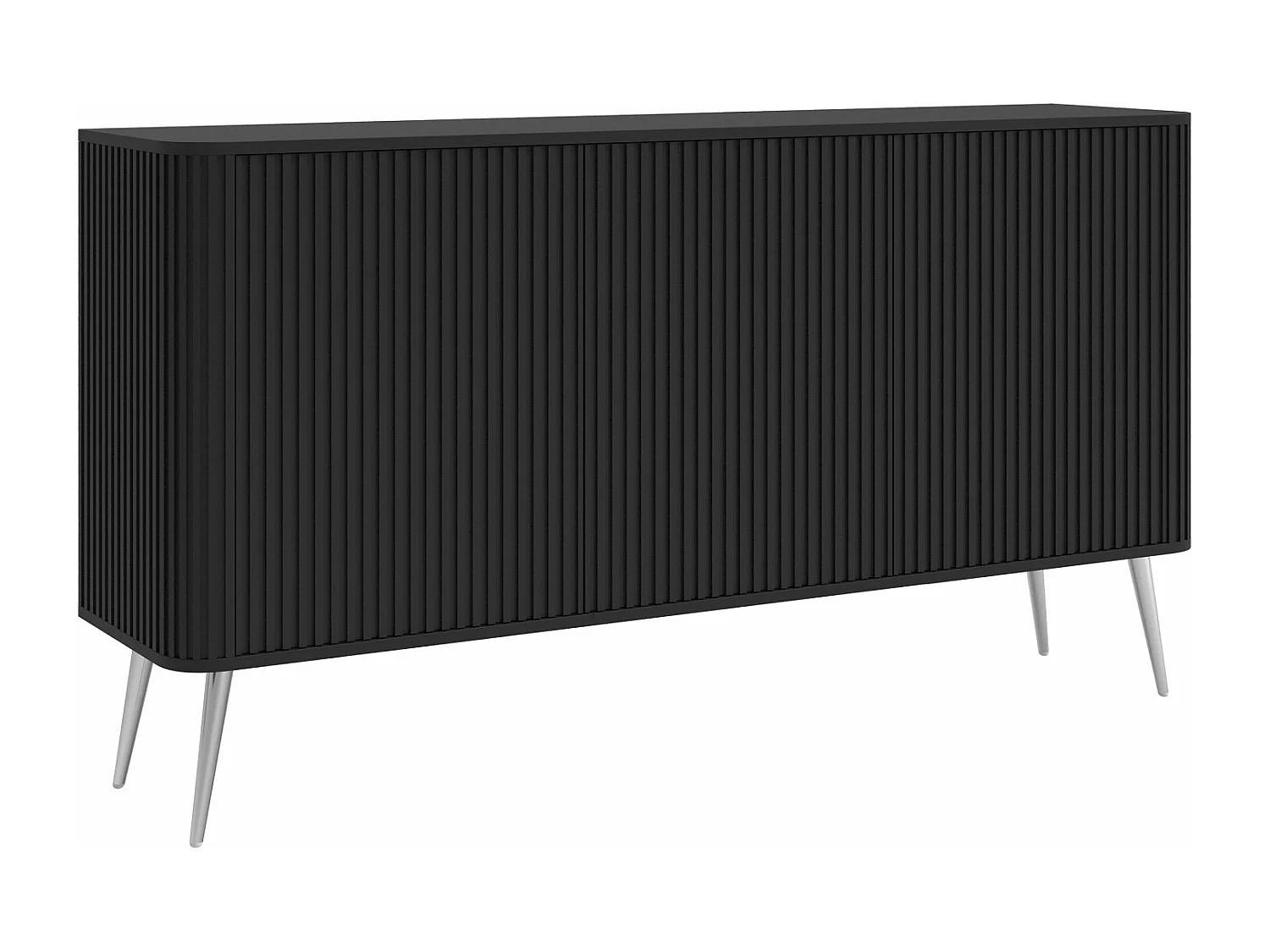 Sideboard - Schwarz mit silbernen Metallbeinen - 163 cm - OVARLO