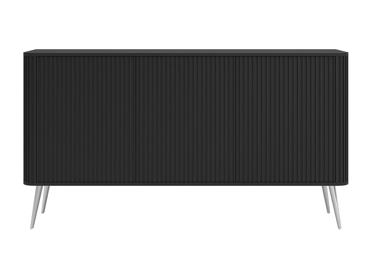 Sideboard - Schwarz mit silbernen Metallbeinen - 163 cm - OVARLO