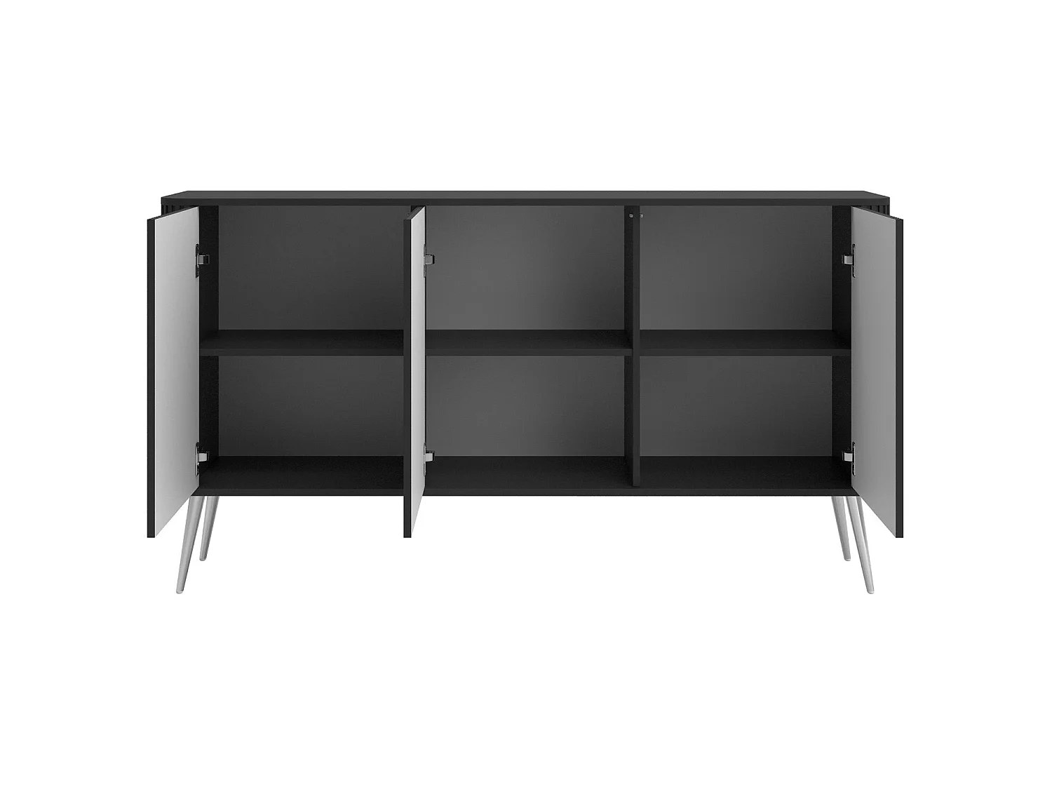 Buffet 3 portes - 163 cm - noir / doré - OVARLO