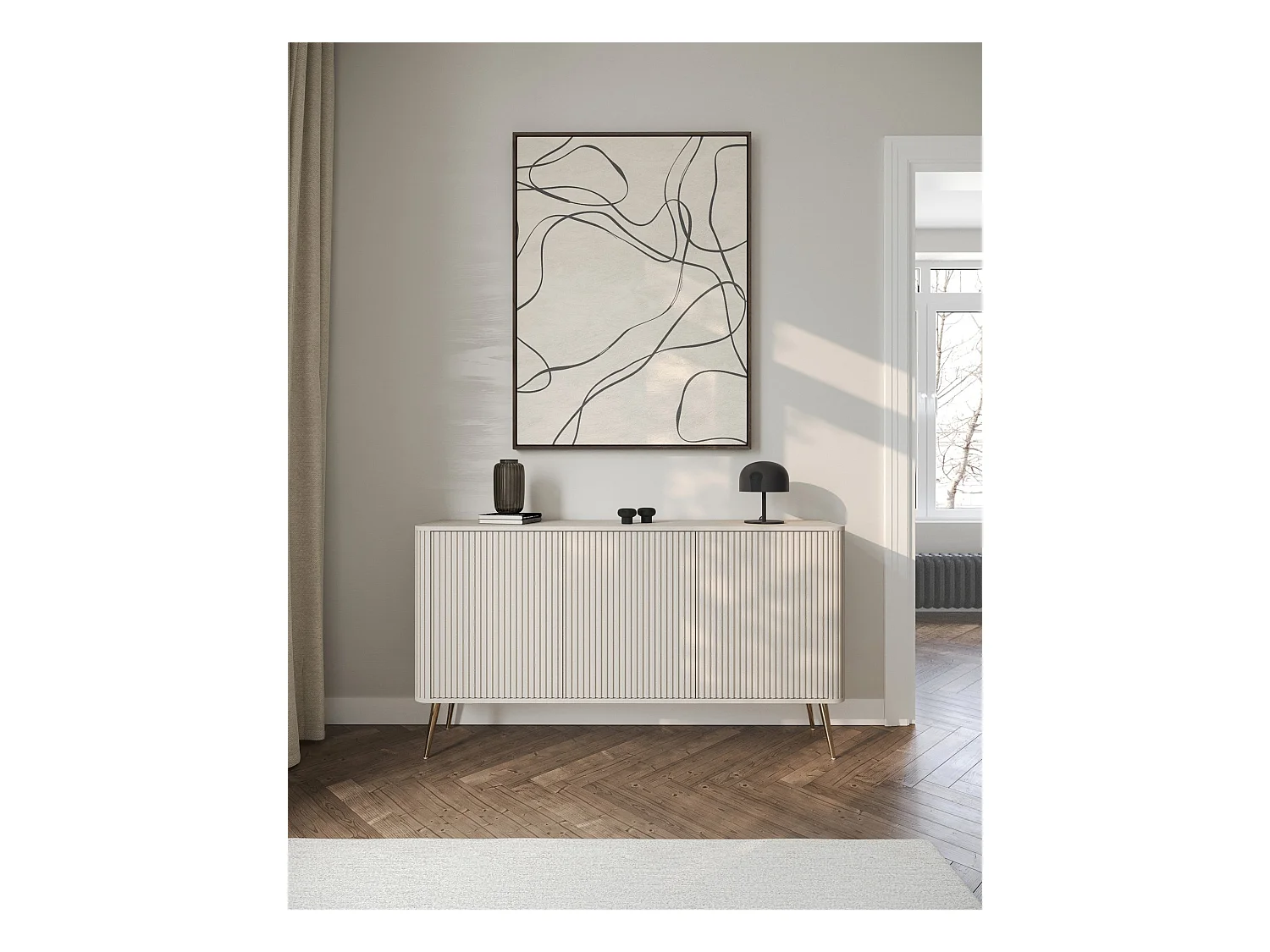 Buffet 3 portes - 163 cm - grège - OVARLO