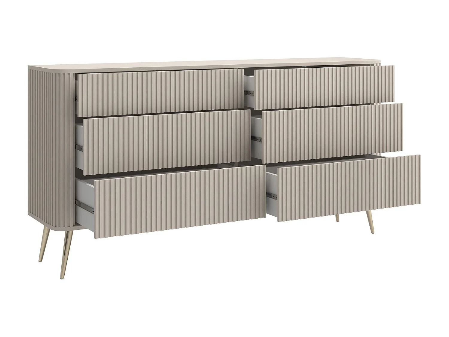 Commode - 168 cm - 6 tiroirs - grège - OVARLO