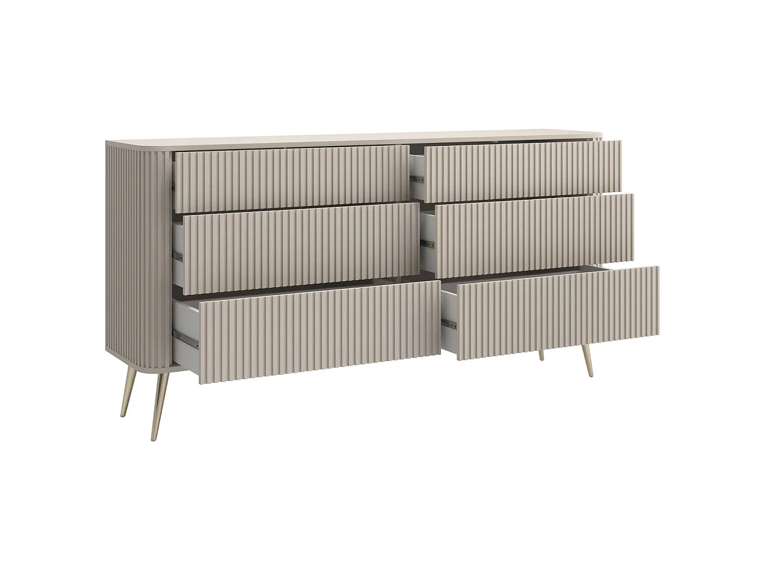 Commode - 168 cm - 6 tiroirs - grège - OVARLO
