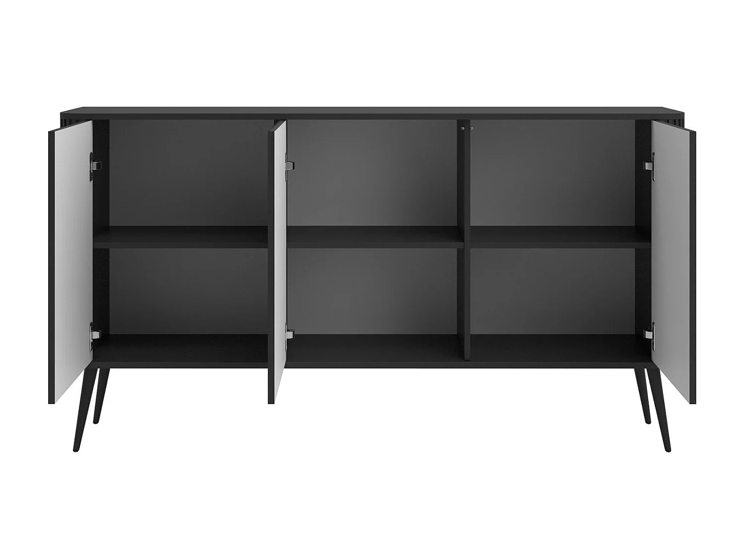 Sideboard - Schwarz mit schwarzen Metallbeinen - 163 cm - OVARLO