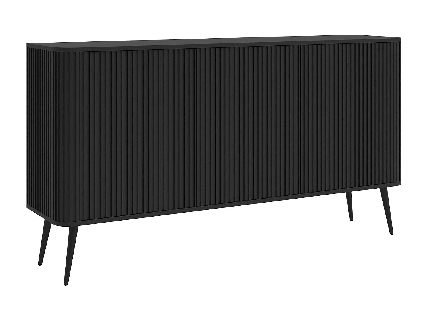 Sideboard - Schwarz mit schwarzen Metallbeinen - 163 cm - OVARLO