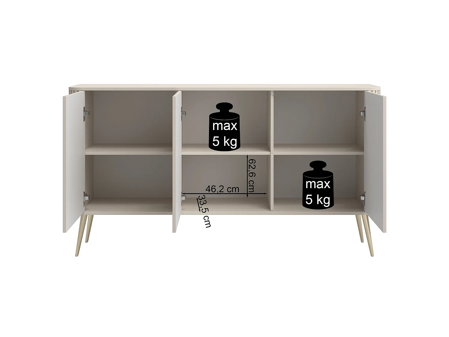 Buffet 3 portes - 163 cm - noir - OVARLO