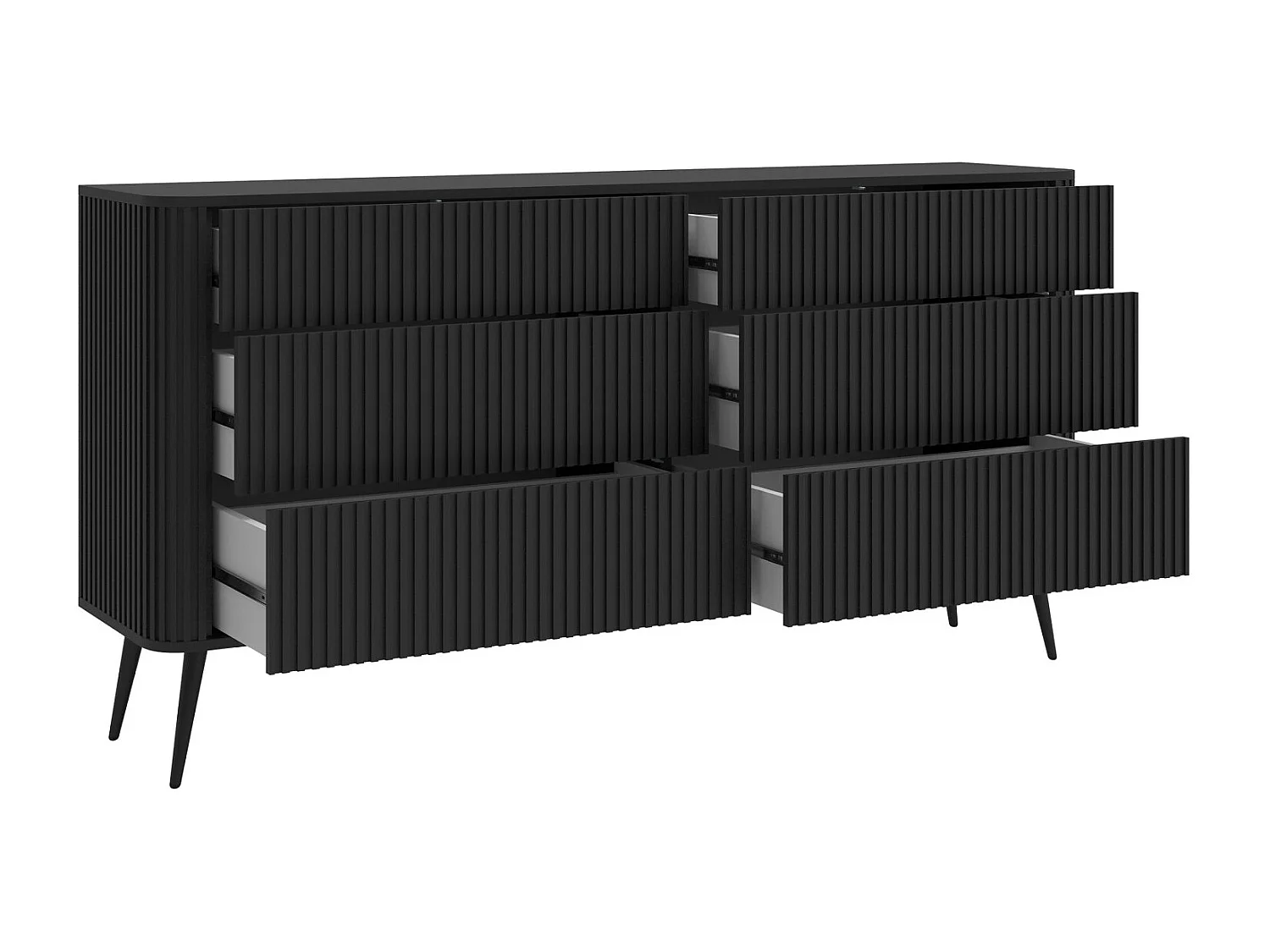 Commode - 168 cm - 6 tiroirs - noir - OVARLO