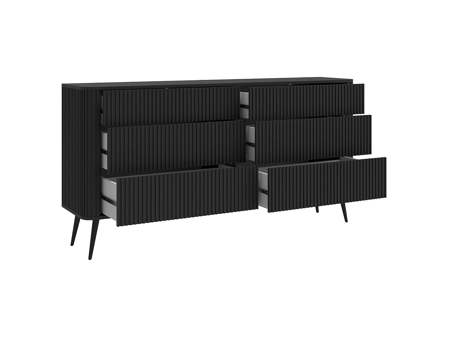 Commode - 168 cm - 6 tiroirs - noir - OVARLO