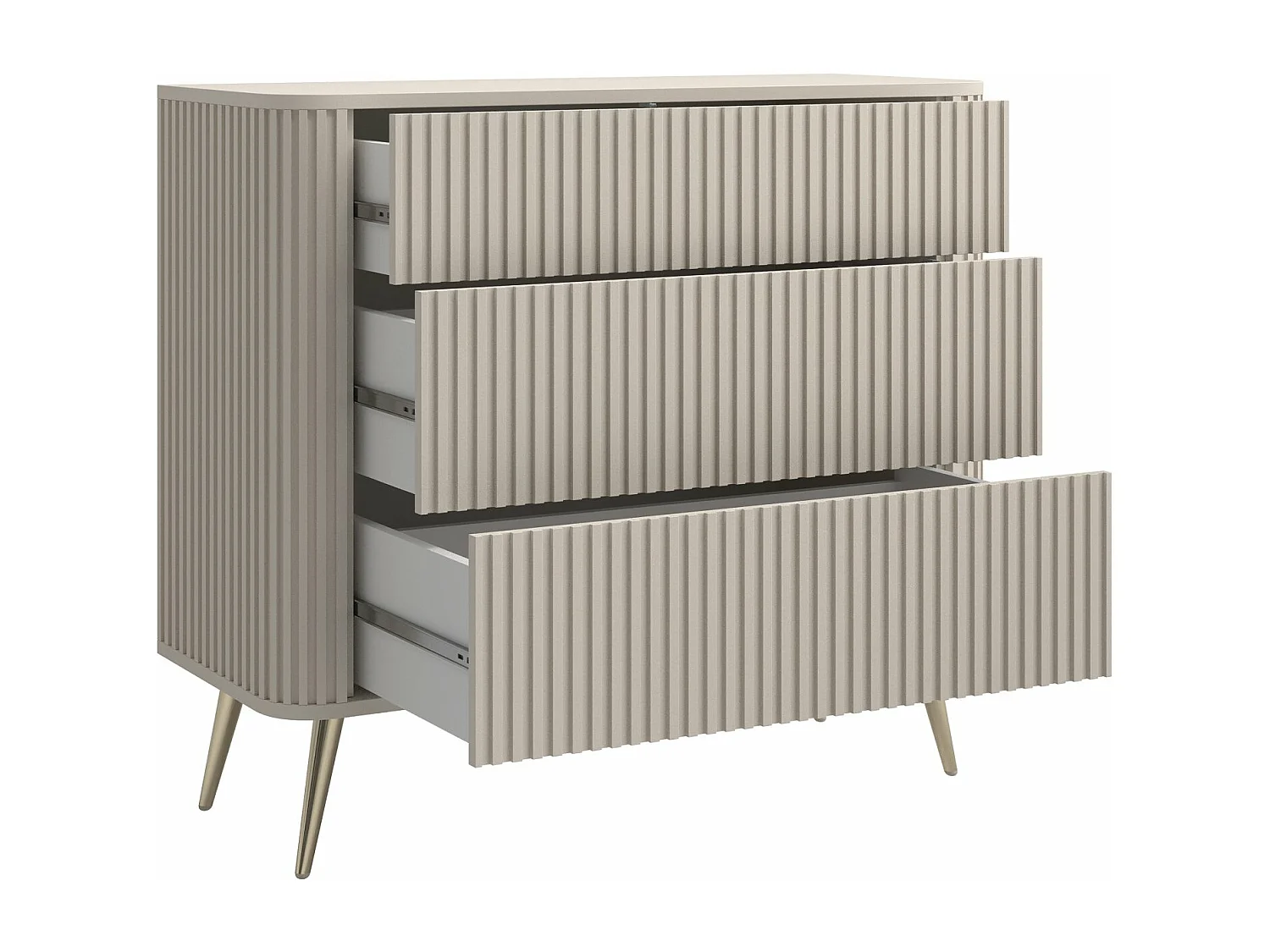 Kommode mit 3 Schubladen - Greige mit Metallbeinen - 93 cm - OVARLO