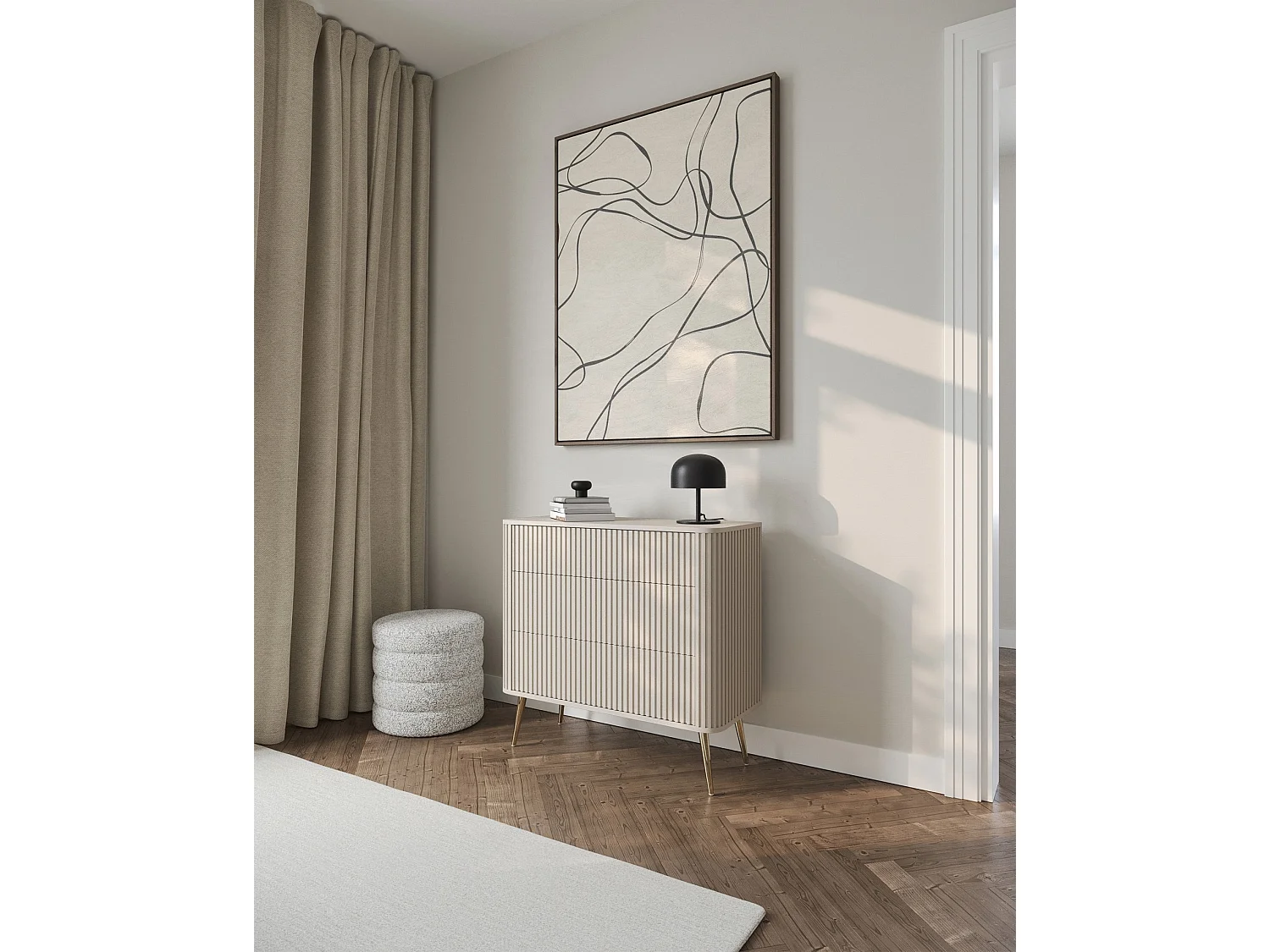 Ladekast - 93 cm - 3 lades - greige - OVARLO